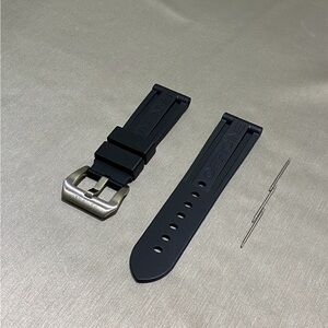 NEW Panerai Rubber Strap 24mm W/ Buckle & Extra Rods In Black